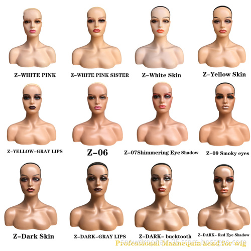 Julianna Black Female Smiling Wig Display Synthetic Hair Mannequin Head With Shoulder For Wig Display